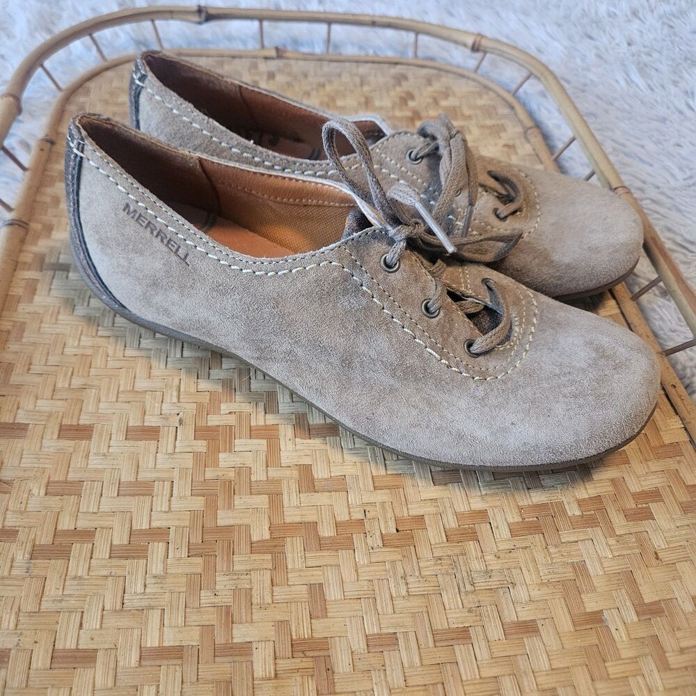Women's Merrell "OTTER" Sand Suede Casual Cool Sport Oxford Sz. 7 Tan Outdoor